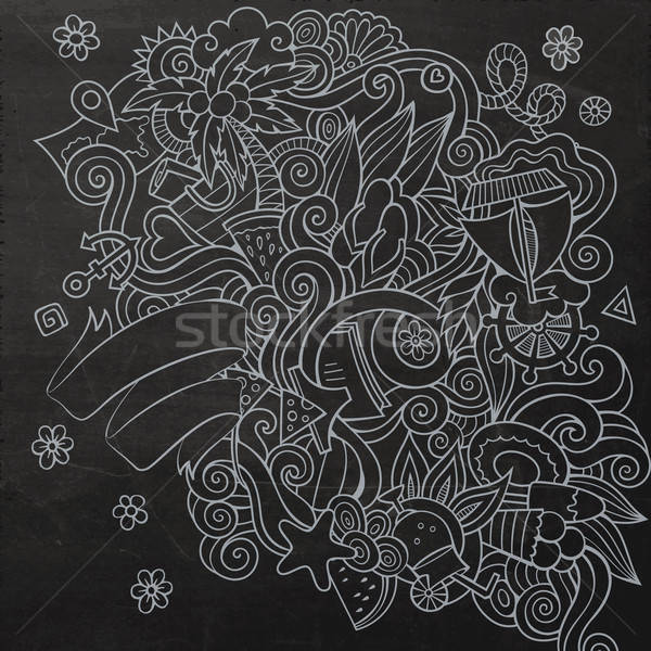Karalamalar soyut dekoratif yaz vektör kara tahta Stok fotoğraf © balabolka