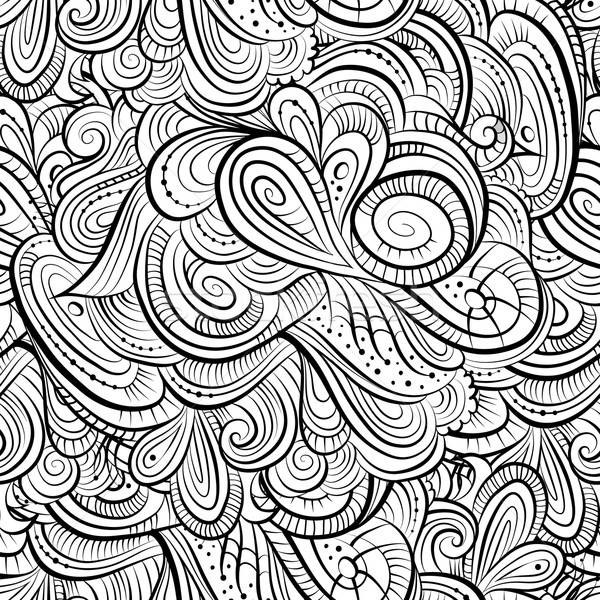 Stock photo: Vintage line art abstract nature ornamental seamless pattern