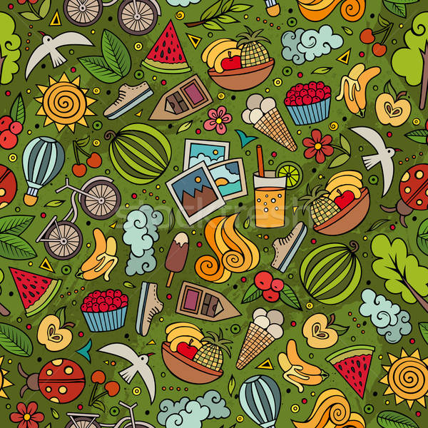 Stock photo: Cartoon summer time seamless pattern