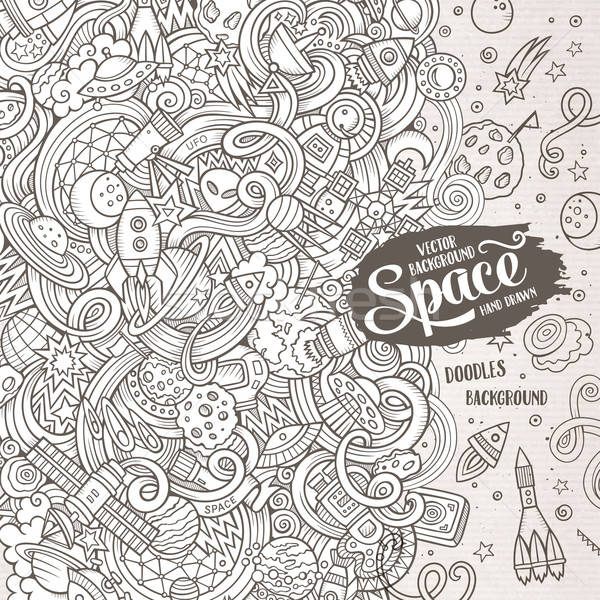 Cartoon cute doodles hand drawn space illustration Stock photo © balabolka