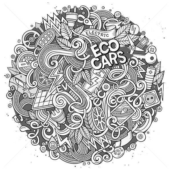 Cartoon cute doodles Electric cars illustration Stock photo © balabolka