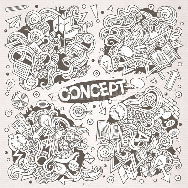 Cartoon cute doodles hand drawn Idea illustration Stock photo © balabolka