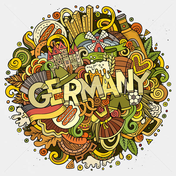 Cartoon cute doodles hand drawn Germany inscription Stock photo © balabolka