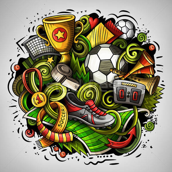 Cartoon vector doodles Football illustration Stock photo © balabolka