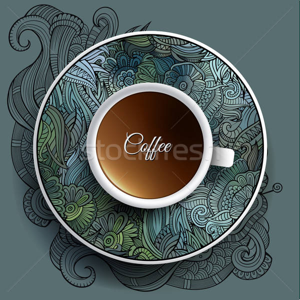 Foto d'archivio: Cup · caffè · floreale · ornamento · piattino