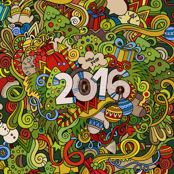 2016 year hand lettering and doodles elements background Stock photo © balabolka