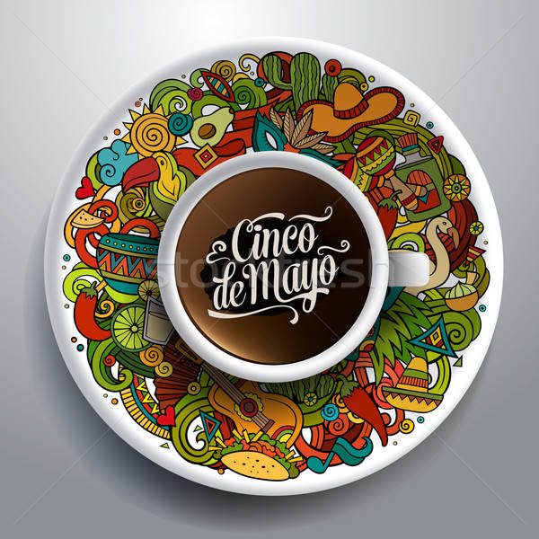 Vector latinamerican illustration with a Cup of coffee Stock photo © balabolka
