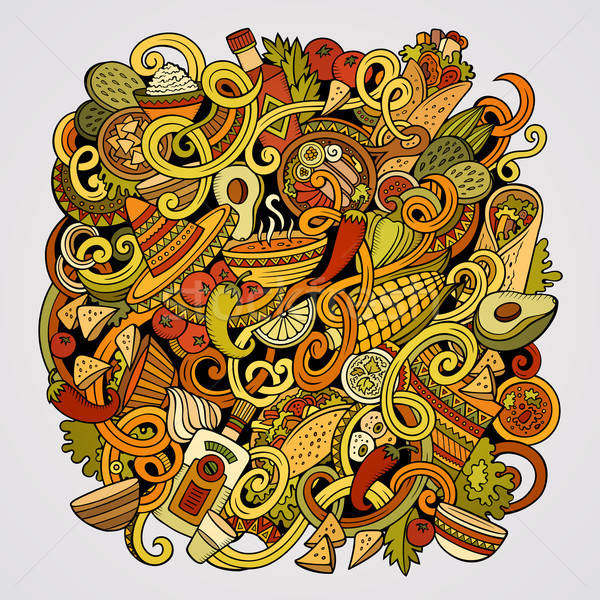 Cartoon cute doodles Mexican food illustration Stock photo © balabolka