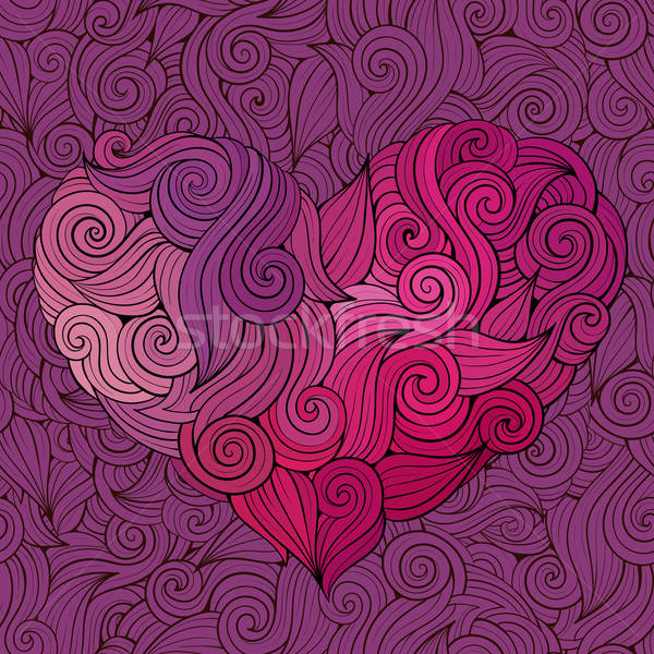 Hand drawn curled graphics vector heart background Stock photo © balabolka