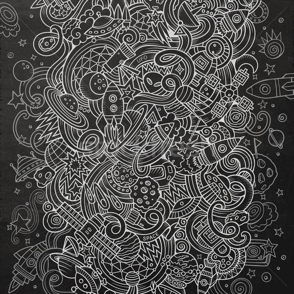 Karikatür karalamalar uzay örnek kara tahta ayrıntılı Stok fotoğraf © balabolka