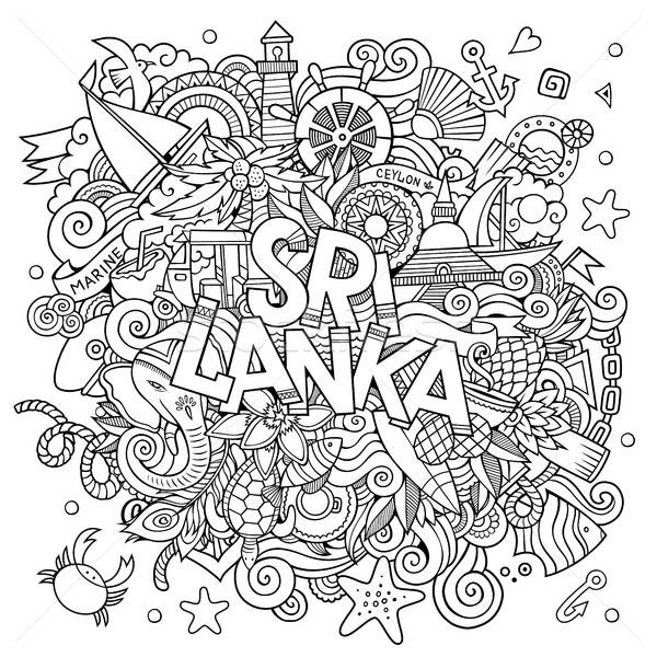 Sri Lanka country hand lettering and doodles elements Stock photo © balabolka