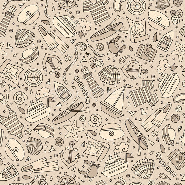 Stock photo: Cartoon nautical seamless pattern