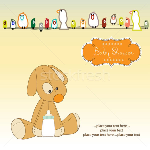 baby shower card with puppy Stock photo © balasoiu