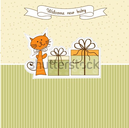 Születésnap közlemény kártya macska absztrakt háttér Stock fotó © balasoiu