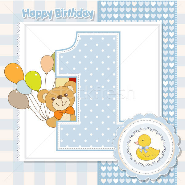 Pierwszy rocznicy karty baby strony internetowych Zdjęcia stock © balasoiu