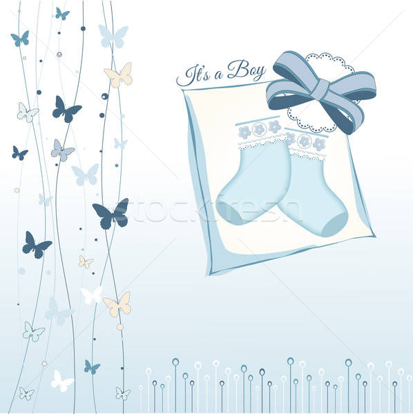 Bébé garçon annonce nuages anniversaire fond [[stock_photo]] © balasoiu