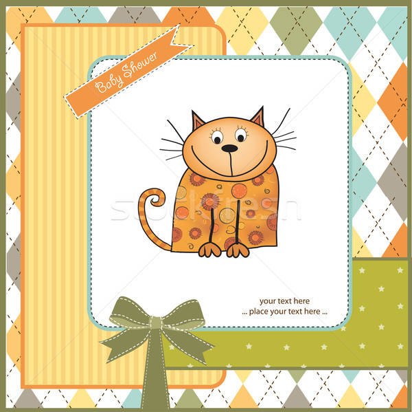 new baby shower card with cat Stock photo © balasoiu