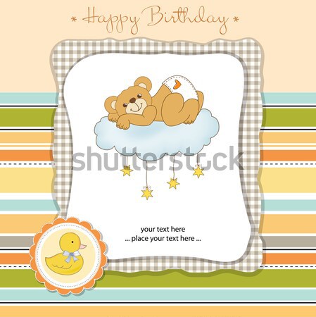 Kundengerecht Grußkarte Teddybär Liebe glücklich Hintergrund Stock foto © balasoiu