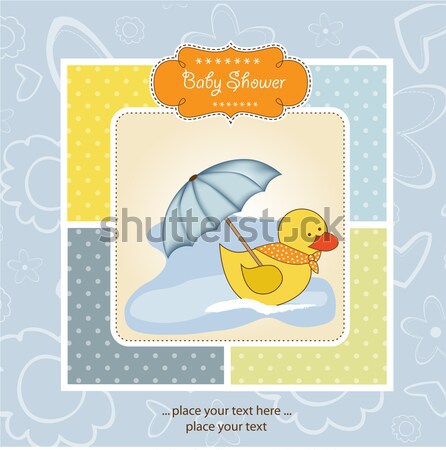 baby announcement card with milk bottle and pacifier Stock photo © balasoiu