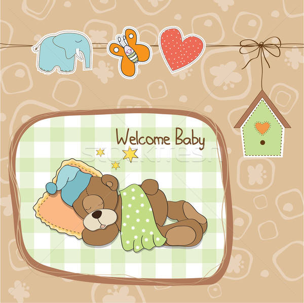 baby shower card with teddy bear toy Stock photo © balasoiu