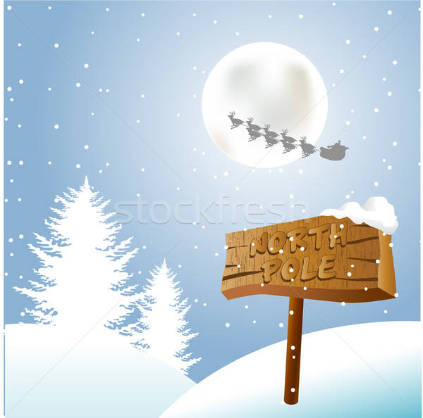 Noordpool maan vrede christmas verrassing vector Stockfoto © balasoiu