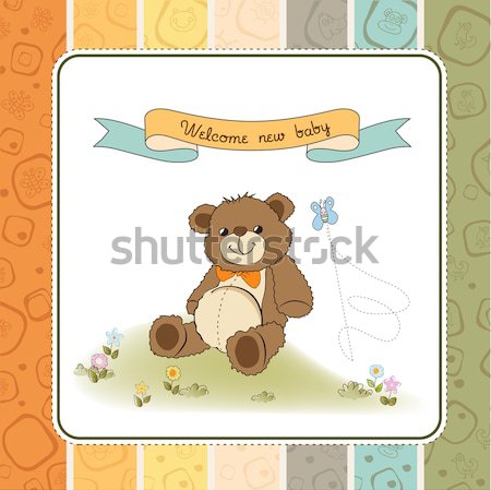 welcome baby card with teddy bear  Stock photo © balasoiu