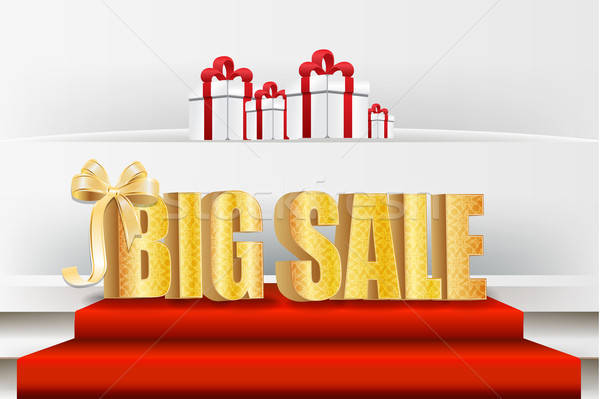 Stock photo: 3D big sale, made of pure, beautiful luxury gold