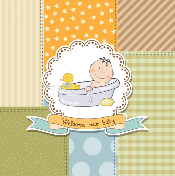 Stock photo: baby boy shower card