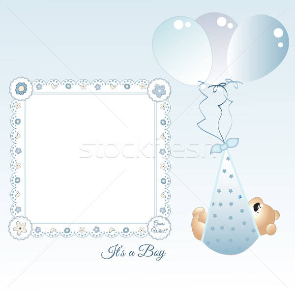 Bébé garçon annonce fille nuages anniversaire [[stock_photo]] © balasoiu