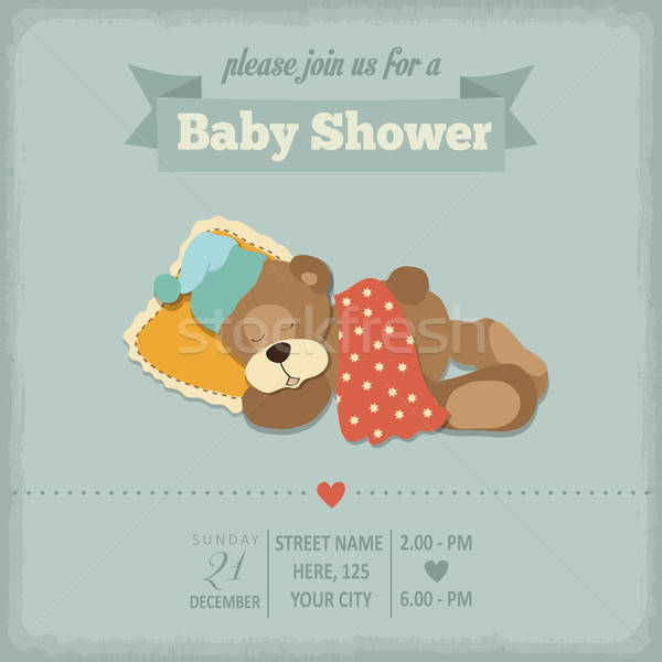 Bebek duş davetiye retro tarzı vektör format Stok fotoğraf © balasoiu