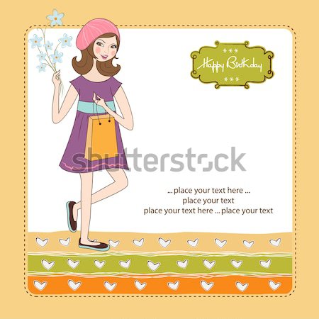 Stock photo: young girl with she special gift