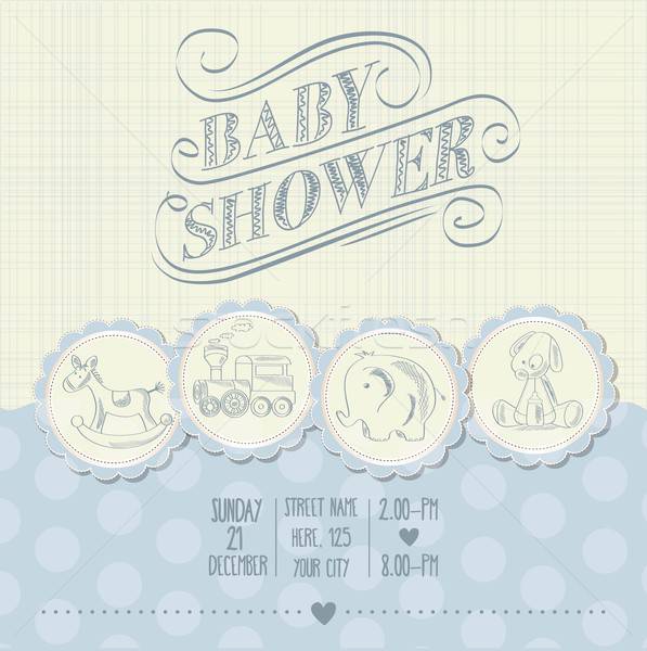 baby boy shower card with retro toys Stock photo © balasoiu