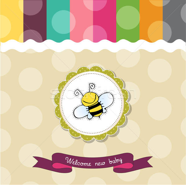 Foto stock: Bebê · chuveiro · cartão · engraçado · pequeno · abelha