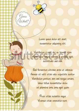 birthday card template with little girl and toys Stock photo © balasoiu