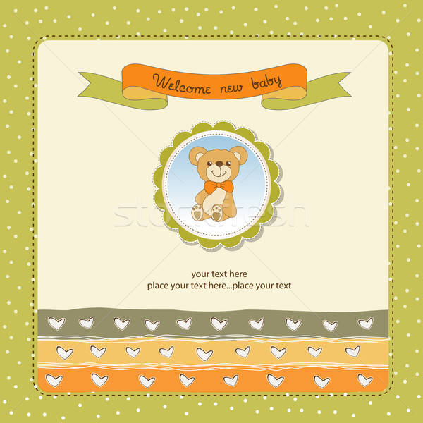 baby shower card with teddy bear toy Stock photo © balasoiu