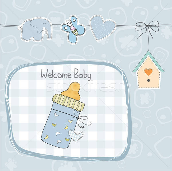 Stock photo: baby boy shower card