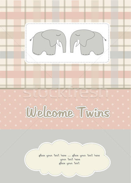 twins baby shower card with two elephants Stock photo © balasoiu