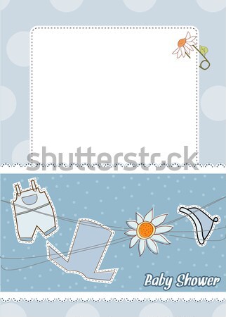 Copil anunt card lapte sticlă suzeta Imagine de stoc © balasoiu