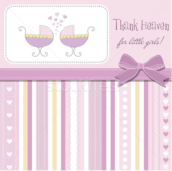 delicate baby twins announcement card Stock photo © balasoiu