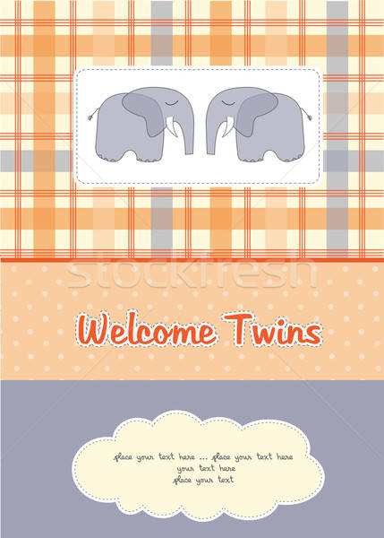 twins baby shower card with two elephants Stock photo © balasoiu