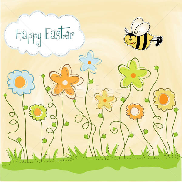 Easter greeting card with spring flowers Stock photo © balasoiu