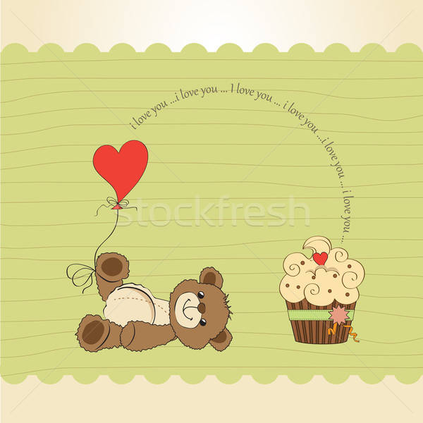 Stock photo: cute love card with teddy bear