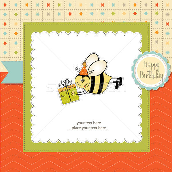 birthday card with bee Stock photo © balasoiu