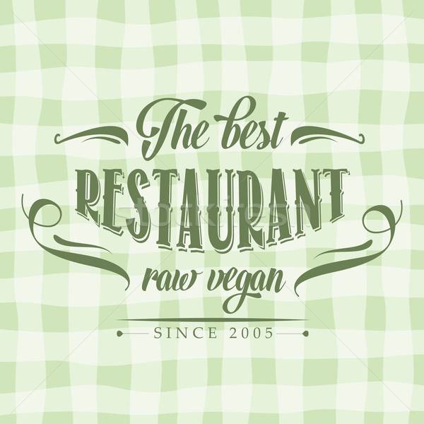 Retro ruw veganistisch restaurant poster illustratie Stockfoto © balasoiu