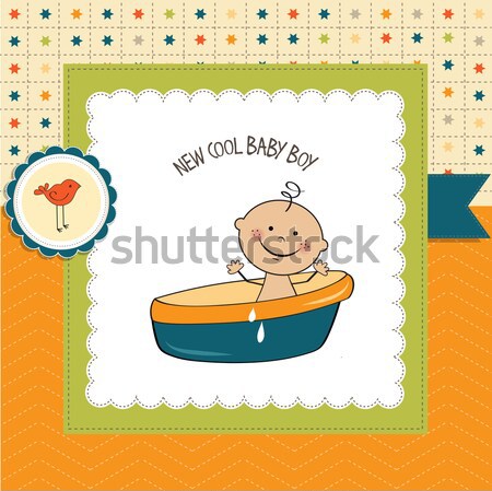 funny baby boy announcement card Stock photo © balasoiu