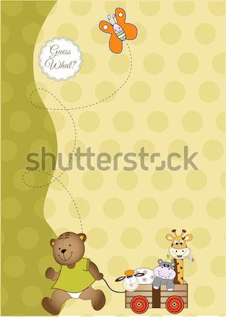 Stock photo: baby greeting card with teddy bear