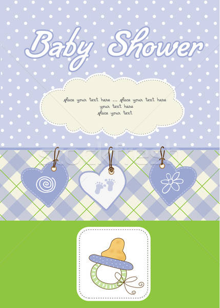 Stock photo: new baby boy shower card