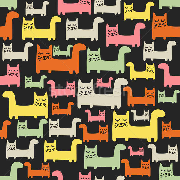 Stock photo: seamless pattern with cats