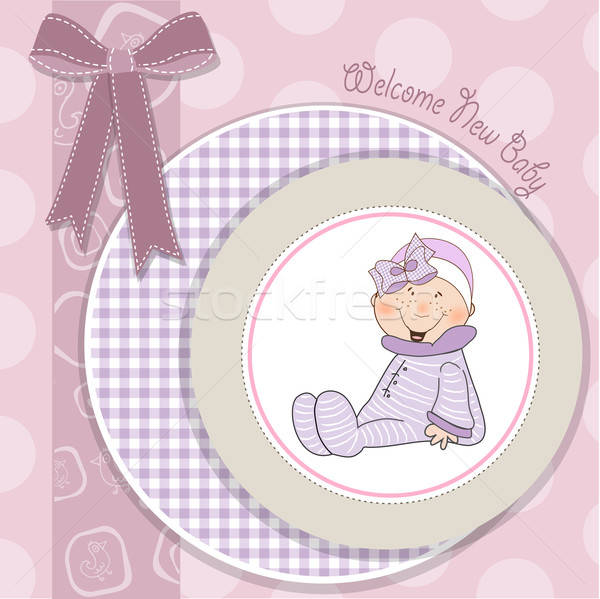  baby girl announcement card Stock photo © balasoiu