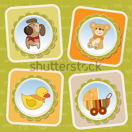 welcome baby card with funny little bird Stock photo © balasoiu